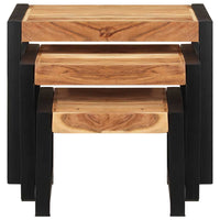 Tavolini Impilabili 3 pz in Legno Massello e Finitura Sheesham cod mxl 13499