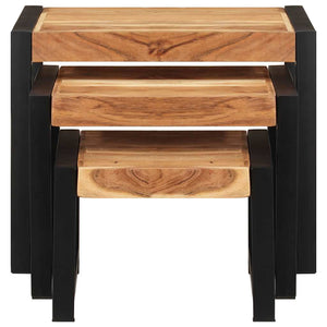 Tavolini Impilabili 3 pz in Legno Massello e Finitura Sheesham cod mxl 13499