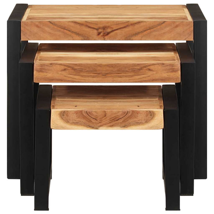 Tavolini Impilabili 3 pz in Legno Massello e Finitura Sheesham cod mxl 13499