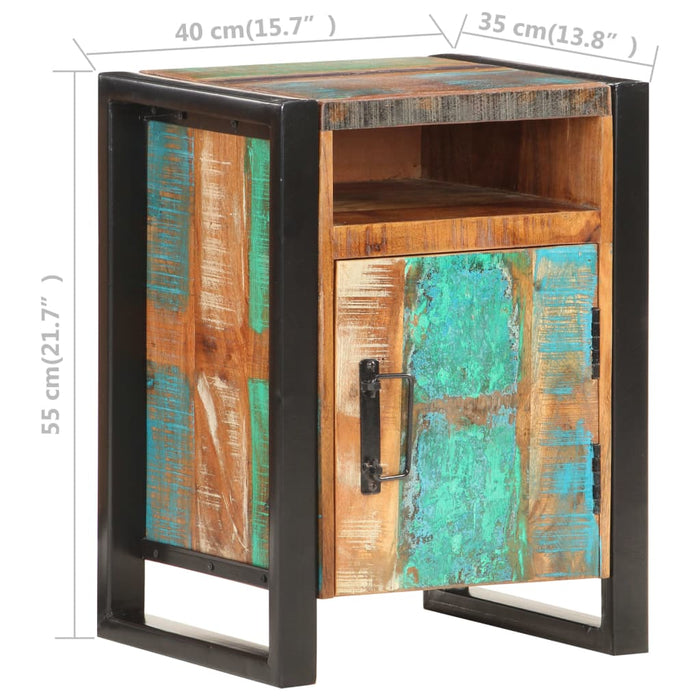 Comodino-Tavolino da notte 40x35x55 cm in Legno Massello di Recupero