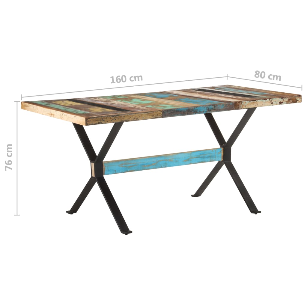 Tavolo da Pranzo 160x80x76 cm in Legno Massello di Recupero 321609