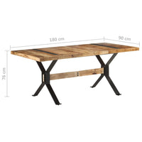 Tavolo da Pranzo 180x90x76 cm in Legno Massello di Mango Grezzo 321610