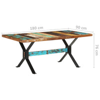 Tavolo da Pranzo 180x90x76 cm in Legno Massello di Recupero 321611