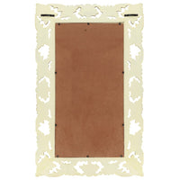 Specchio Intagliato a Mano Bianco 80x50 cm in Massello di Mango