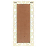 Specchio Intagliato a Mano Bianco 110x50cm in Massello di Mango cod mxl 58529