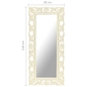 Specchio Intagliato a Mano Bianco 110x50cm in Massello di Mango cod mxl 58529