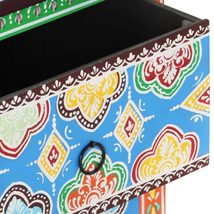 Comodino Dipinto a Mano 40x30x50 cm in Legno Massello di Mango cod mxl 55237