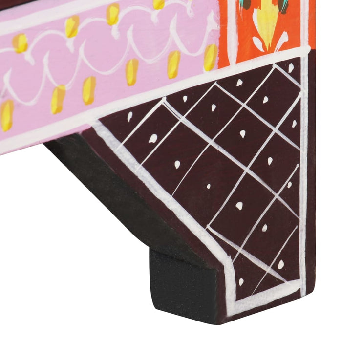 Comodino Dipinto a Mano-Tavolino da notte 40x30x50 cm in Legno Massello di Mango 447795