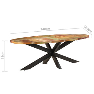 Tavolo da Pranzo 240x100x75 cm in Legno Massello di Recupero 321679