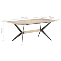 Tavolo da Pranzo 180x90x76 cm in Legno Massello di Mango 321688