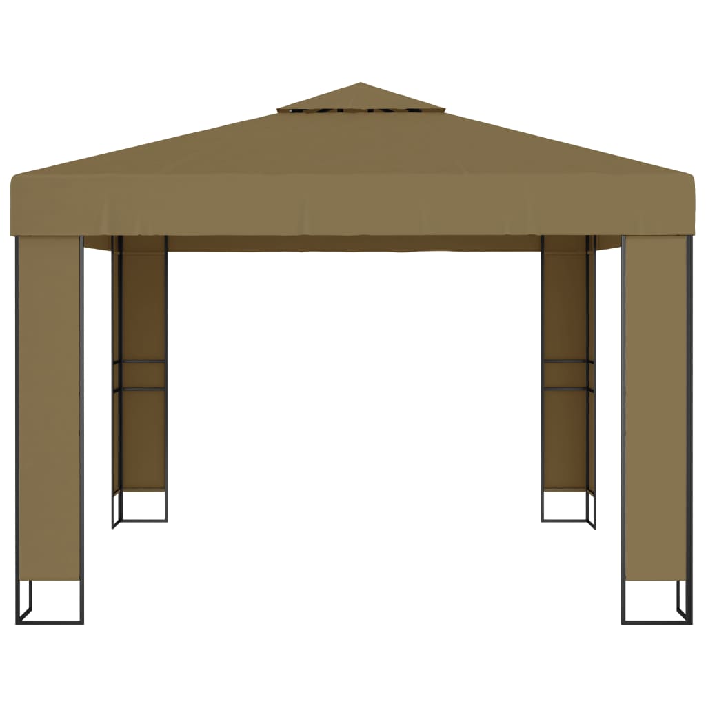 Gazebo con Tetto Doppio 3x3x2,7 m Grigio Talpa 180 g/mÂ²