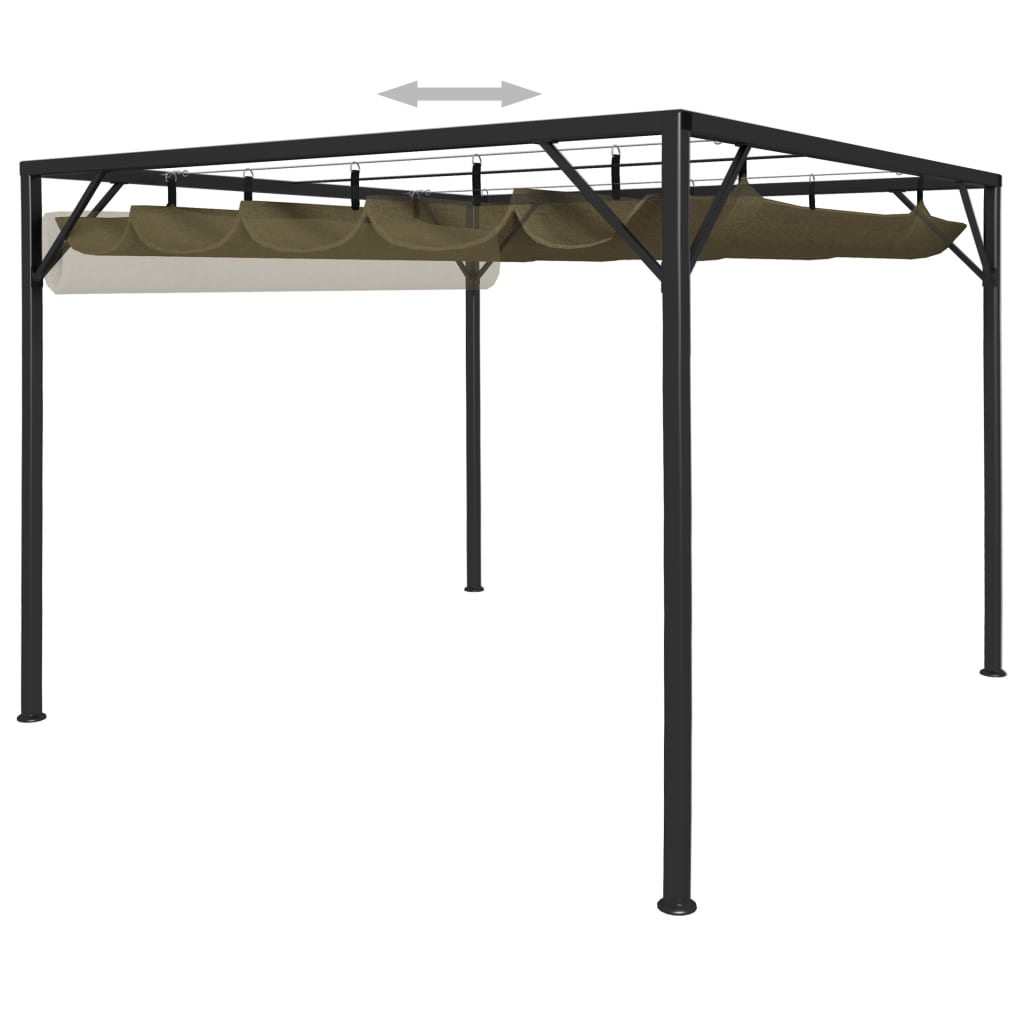 Gazebo da Giardino con Tetto Retrattile 3x3 m Talpa 180 g/mÂ² cod mxl 61839