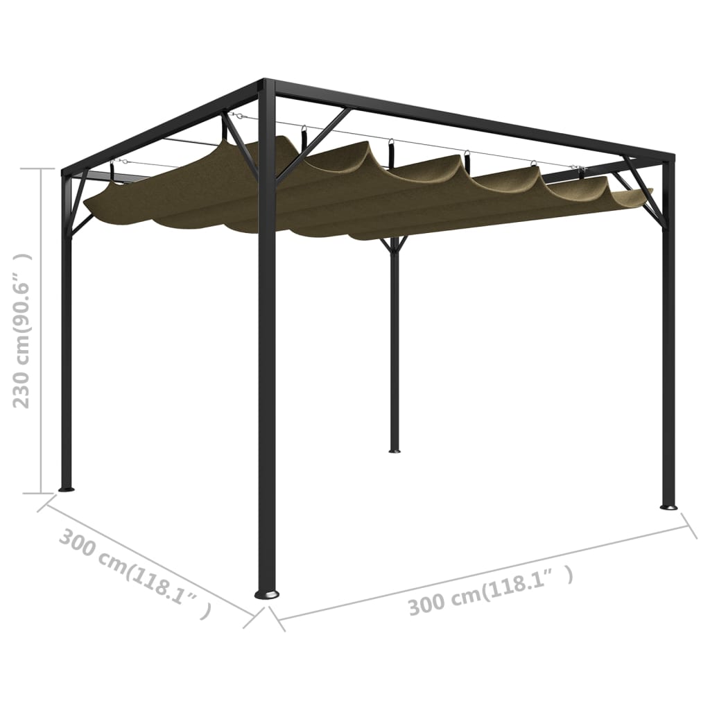 Gazebo da Giardino con Tetto Retrattile 3x3 m Talpa 180 g/mÂ² cod mxl 61839