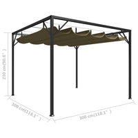 Gazebo da Giardino con Tetto Retrattile 3x3 m Talpa 180 g/m² 312220