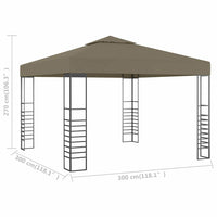 Gazebo da Giardino 3x3 m Grigio Talpa 180 g/m² 312228
