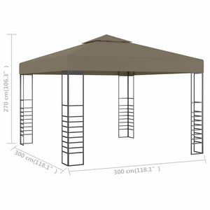 Gazebo da Giardino 3x3 m Grigio Talpa 180 g/m² 312228