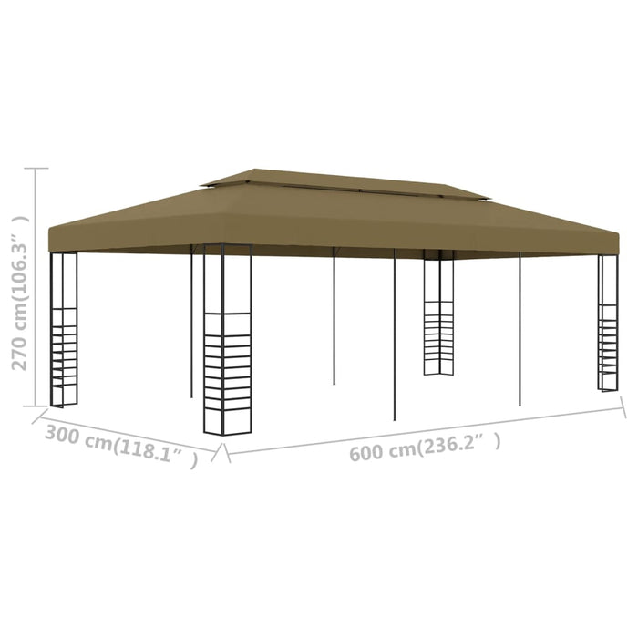 Gazebo da Giardino 6x3x2,7 m Grigio Talpa 180 g/mÂ²