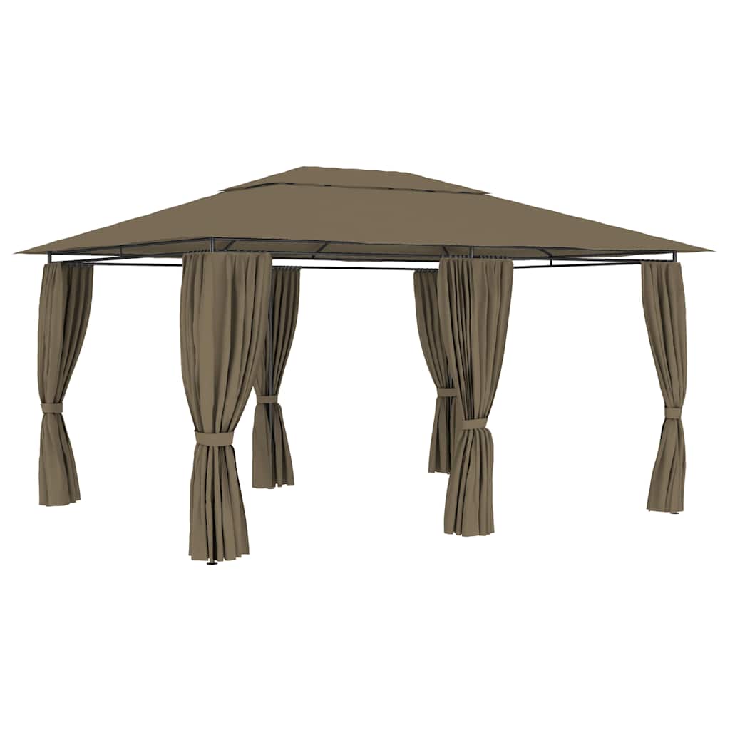 Gazebo da Giardino con Tende 4x3 m Grigio Talpa 180 g/mÂ²
