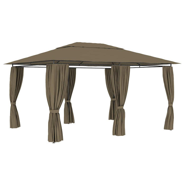 Gazebo da Giardino con Tende 4x3 m Grigio Talpa 180 g/mÂ²
