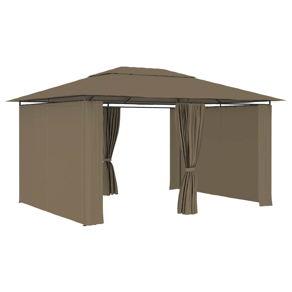 Gazebo da Giardino con Tende 4x3 m Grigio Talpa 180 g/mÂ²