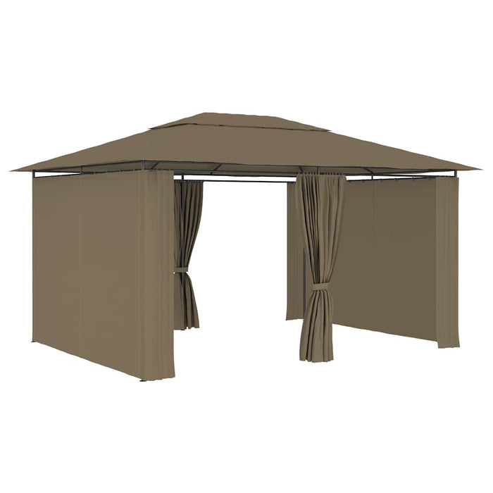 Gazebo da Giardino con Tende 4x3 m Grigio Talpa 180 g/mÂ²