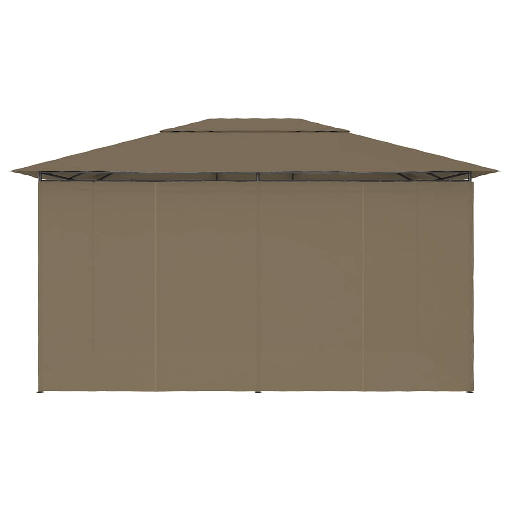 Gazebo da Giardino con Tende 4x3 m Grigio Talpa 180 g/mÂ²