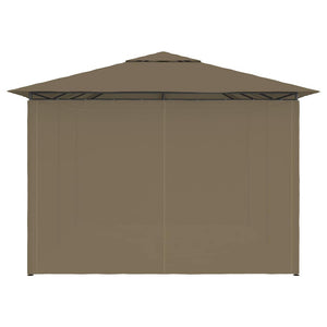Gazebo da Giardino con Tende 4x3 m Grigio Talpa 180 g/mÂ²