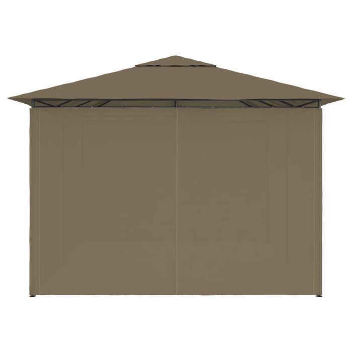 Gazebo da Giardino con Tende 4x3 m Grigio Talpa 180 g/mÂ²
