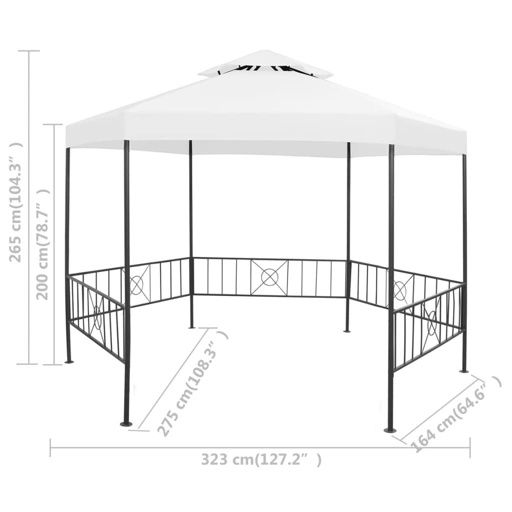 Gazebo da Giardino 323x275x265 cm Bianco 180 g/m² 312233
