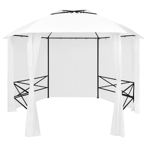 Gazebo da Giardino con Tende 360x312x265 cm Bianco 180 g/mÂ²