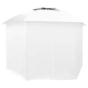 Gazebo da Giardino con Tende 360x312x265 cm Bianco 180 g/mÂ²