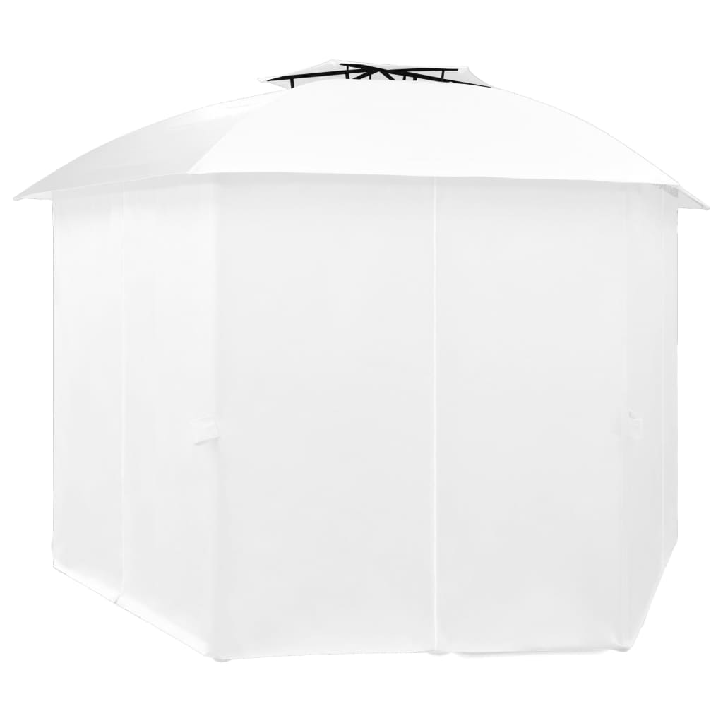 Gazebo da Giardino con Tende 360x312x265 cm Bianco 180 g/m² 312234