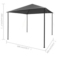Gazebo 3x3 m Antracite in Tessuto e Acciaio 180 g/mÂ²
