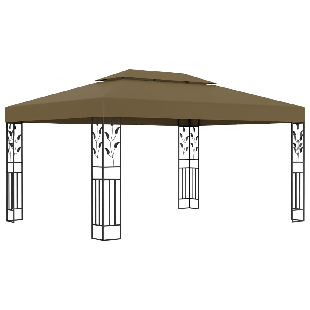 Gazebo con Tetto Doppio 3x4 m Grigio Talpa 180 g/mÂ²
