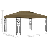 Gazebo con Tetto Doppio 3x4 m Grigio Talpa 180 g/mÂ²