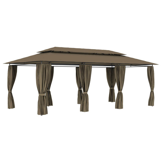 Gazebo con Tende 600x298x270 cm Grigio Talpa 180 g/mÂ²