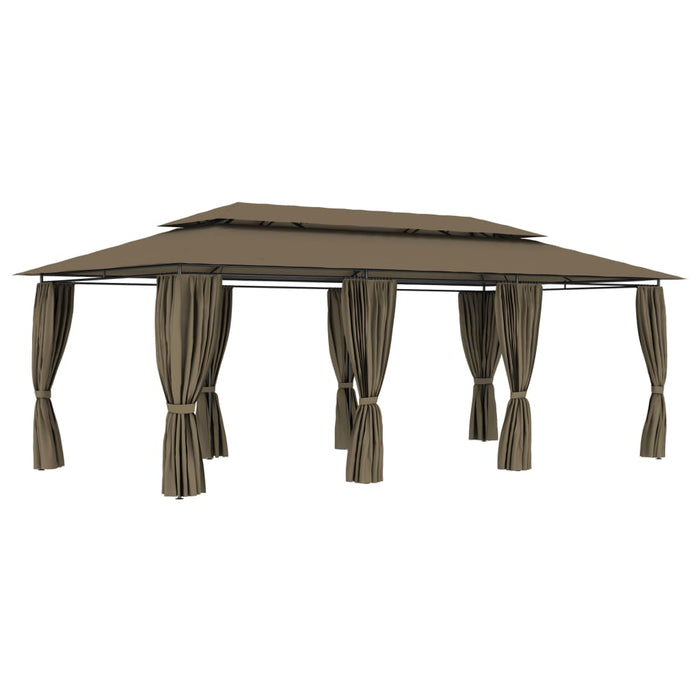 Gazebo con Tende 600x298x270 cm Grigio Talpa 180 g/mÂ²
