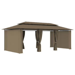 Gazebo con Tende 600x298x270 cm Grigio Talpa 180 g/mÂ²