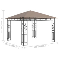 Gazebo con Zanzariera 3x3x2,73 m Talpa 180 g/mÂ² cod mxl 60222