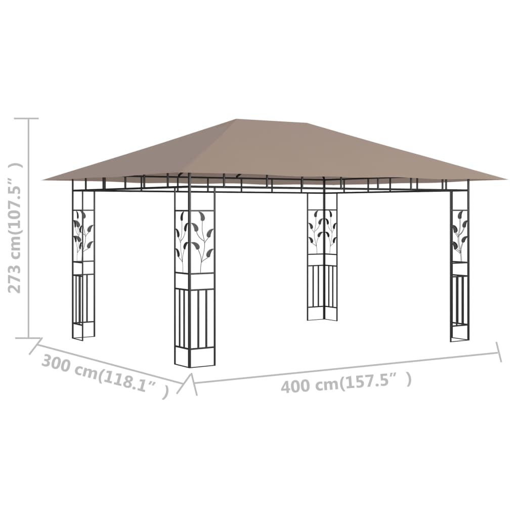 Gazebo con Zanzariera 4x3x2,73 m Talpa 180 g/mÂ² cod mxl 63968