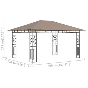 Gazebo con Zanzariera 4x3x2,73 m Talpa 180 g/mÂ² cod mxl 63968