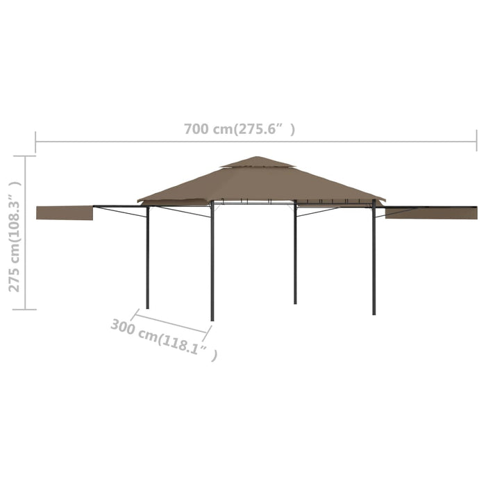 Gazebo Tetto Doppio Estendibile 3x3x2,75m Grigio Talpa 180g/m² 312268