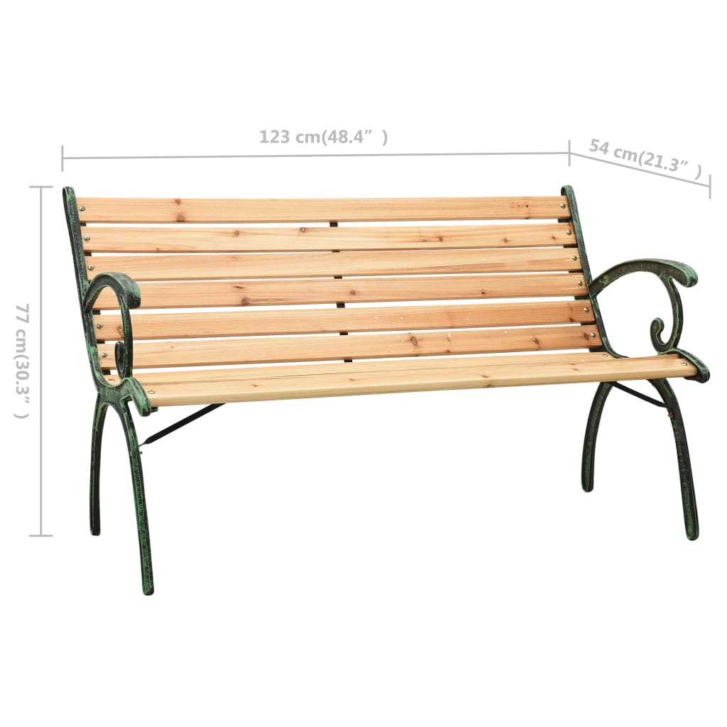 Panchina da Giardino 122 cm in Ghisa e Legno Massello di Abete 312032