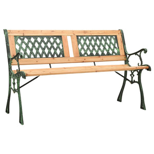 Panca da giardino arredo patio esterno terrazza 122 cm ghisa e legno massello di abete 02_0011220