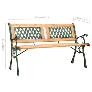 Panchina da Giardino 122 cm in Ghisa e Legno Massello di Abete 312033