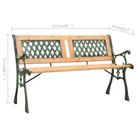 Panca da giardino arredo patio esterno terrazza 122 cm ghisa e legno massello di abete 02_0011220
