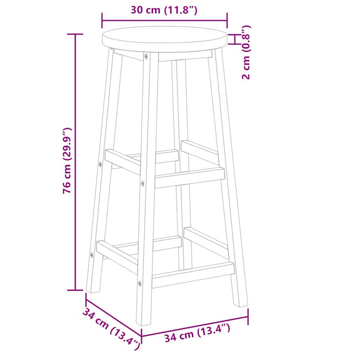 Sgabelli da Bar 6 pz in Legno Massello di Acacia 310287