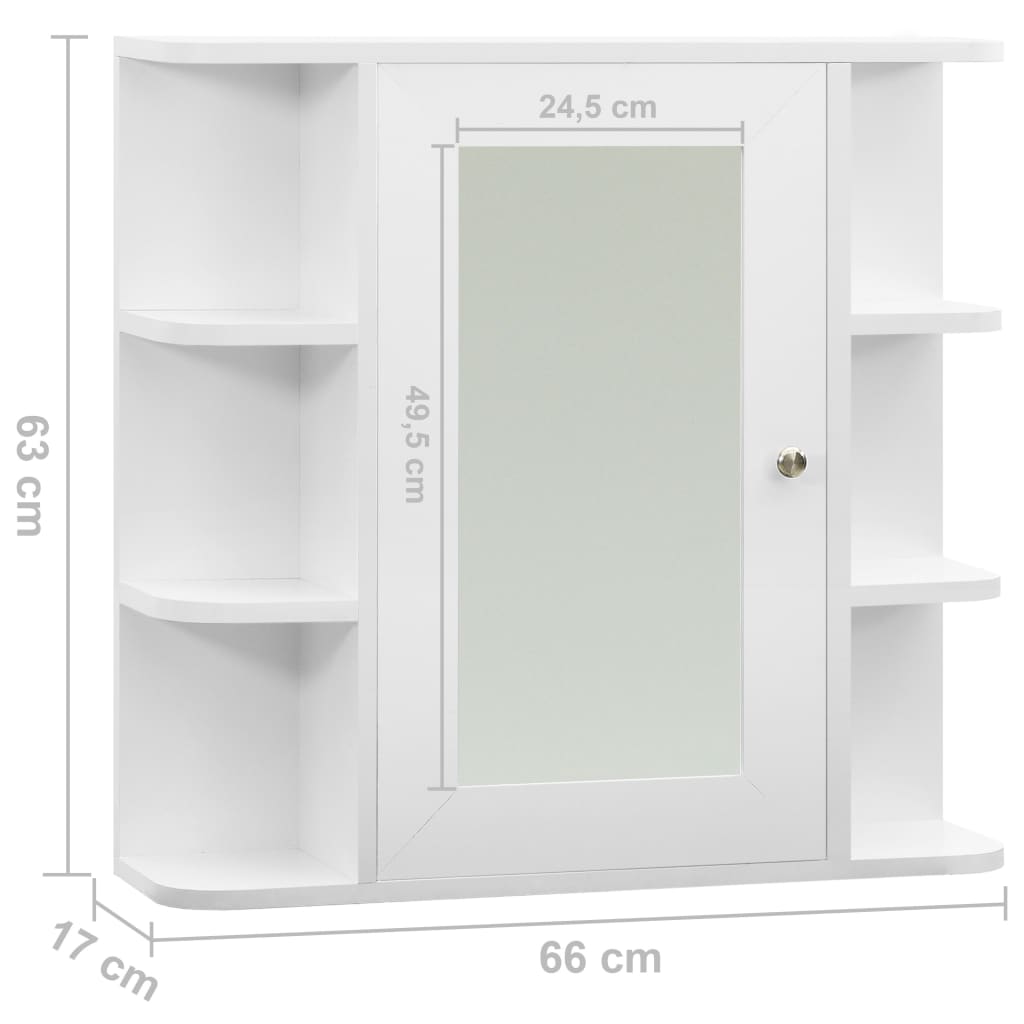 Armadietto a Specchio-Mobile con specchio Bianco 66x17x63 cm in MDF