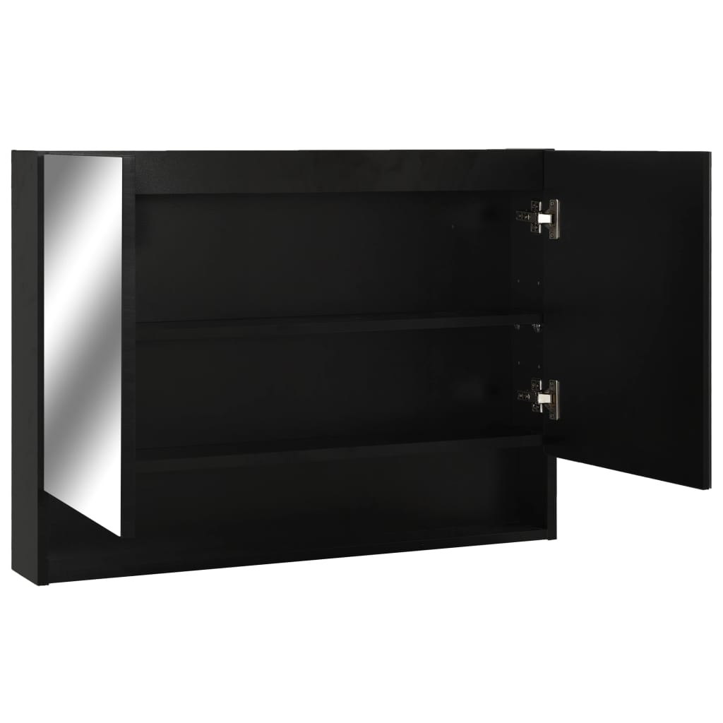 Mobile specchio da bagno a LED 80 x 15 x 60 cm MDF nero 02_0006734