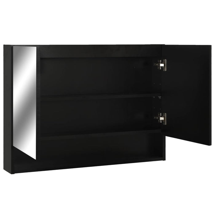 Mobile specchio da bagno a LED 80 x 15 x 60 cm MDF nero 02_0006734